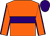 Orange, purple hoop, orange sleeves, purple seams, purple cap (Mr R Miles Mr T Stamp)