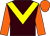 Brown, yellow chevron, orange sleeves and cap (Mr L T Woodhouse)