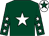 Dark green, white star, white stars on sleeves, white cap, dark green star (Kieron Gammell)