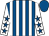 Royal blue and white stripes, white sleeves, royal blue stars, royal blue cap (Mr David Parker)