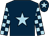 Dark blue, light blue star, checked sleeves, dark blue cap, light blue star (Mrs L J Marr)