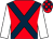 Red, dark blue cross belts, white sleeves, red and dark blue check cap (The Vin De Roy Racing Syndicate)