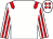 White, red epaulettes, striped sleeves, white cap, red spots (Monread Stud)