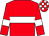 Red, white hoop, white armlet, check cap (P J Woods)
