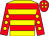Yellow, red hoops, red sleeves, yellow spots, red cap, yellow spots (R Triple H)