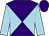 Purple and light blue diabolo, light blue sleeves, purple cap (Margaret And Raymond John)