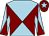 Maroon & light blue diabolo, light blue star on cap (William Madden)