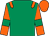 Emerald green, orange epaulets, orange sleeves, emerald green armlets, orange cap (The Rooster Partnership)