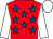 Red, royal blue stars, white sleeves and cap (Mr Andy Ash)