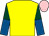 Yellow, dark green and royal blue halved sleeves, pink cap (Jolly Boys Outing)