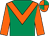 Emerald green, orange chevron & sleeves, quartered cap (R Furlong)