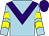 Light blue, purple chevron, light blue and yellow chevrons on sleeves, purple cap (Mr Andrew Sayer)