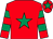 Red, emerald green star, hooped sleeves, red cap, emerald green star (Mrs R Vaughan)