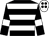 Black, white hoops and armlets, white cap, black spots (Mr W J Reed)