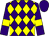Purple and yellow diamonds, purple sleeves, yellow armlets, purple cap (Mr Tony O'Gorman)
