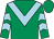 Emerald green, light blue chevron, chevrons on sleeves (Mr & Mrs Richard Organ)