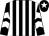 Black and white stripes, chevrons on sleeves, black cap, white star (Mr David Armstrong)