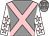 Grey, pink cross belts, white sleeves, pink stars, grey cap, pink stars (Premier Racing Partnerships)