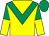 Yellow, emerald green chevron, emerald green and yellow halved sleeves, emerald green cap (Safest Syndicate 3)