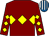 Maroon, yellow triple diamond, diamonds on sleeves, royal blue and white striped cap (Mr J P Cooke)