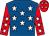 Royal blue, white stars, red sleeves, white stars, red cap, white stars (Mr Derek & Mrs Marie Dean)
