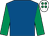 Royal blue, emerald green sleeves, white cap, emerald green spots (Mr Paul K Barber & Mr D A Johnson)