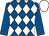 Royal blue and white diamonds, royal blue sleeves, white cap (Mr Jeremy Hancock)