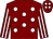 MAROON, WHITE spots, striped sleeves and spots on cap (H H Sheikh Abdulla Bin Khalifa Al Tha)