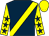 Dark blue, yellow sash, yellow sleeves, dark blue stars, yellow cap (Mrs Jan Fuller)