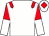 White, red epaulets, red and white halved sleeves, white cap, red diamond (The Steven Kay Partnership)