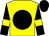 Yellow, black disc, black sleeves, yellow armlets, black cap (The No Water Partnership)