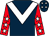 Dark blue, white chevron, red sleeves, white stars and stars on cap (Miss P Araci)