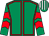 Emerald green, red seams, chevrons on sleeves, emerald green and white striped cap (Mr Tom McManus)