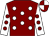 Maroon, white spots, white sleeves, maroon spots, maroon and white quartered cap (Mr Peter Swinnerton)