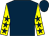 Dark blue, yellow sleeves, dark blue stars and cap (Mrs R Lyon,mrs P Hayton,mr P R Chaming)