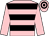 Pink and black hoops, pink sleeves, hooped cap (Mrs Margaret McCrudden)