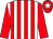 White & red striped, red sleeves, red cap, white star ()