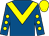 Royal blue, yellow chevron, royal blue sleeves, yellow spots and cap (Mr & Mrs H Nensey, Saif Nensey)