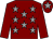 Maroon, grey stars, maroon sleeves, maroon cap, grey star (Mr & Mrs Bernard Panton)