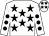 White, black stars, black spots on sleeves, white cap, black stars (Gerald Gormley)