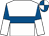 White, royal blue hoop, royal blue and white halved sleeves, royal blue and white quartered cap (Mrs S Davies)