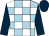 Light blue and white check, dark blue sleeves and cap (Rel Racing)