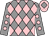 Grey and pink diamonds, grey sleeves, pink spots, pink cap, grey diamond (Mr J K Price)