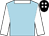 Light blue, white collar and sleeves, black cap, white spots (Mrs E Mitchell)