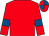 Red, royal blue armlets, quartered cap (Mrs Jackie Retter)