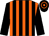 Black and orange stripes, black sleeves, hooped cap (Mr C I Ratcliffe)
