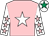 Pink, white star, white sleeves, pink stars, white cap, emerald green star (Mr M Barber)