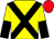 YELLOW, BLACK cross belts, halved sleeves, RED cap (Mr Ron Hull)