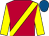 Scarlet, yellow sash and sleeves, royal blue cap (The Hill Stud)
