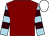 Maroon, Light Blue and Brown hooped sleeves, white cap (Pearn's Pharmacies Ltd)